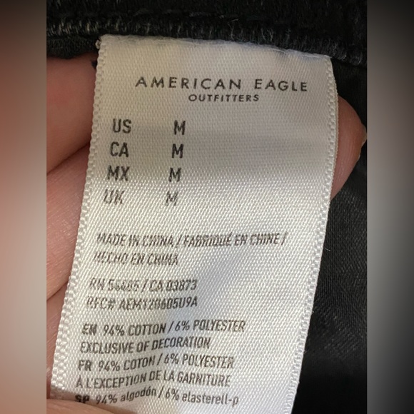 AMERICAN EAGLE Black DISTRESSED Denim OVERALLS - Picture 6 of 6